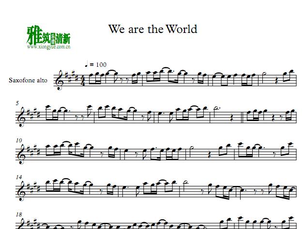 WE Are the World萨克斯谱