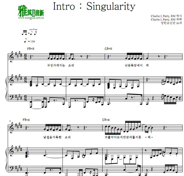 BTS - Singularity钢琴伴奏谱