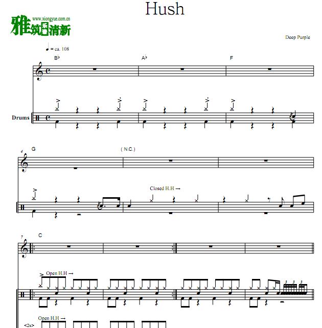 Deep Purple - Hush架子鼓谱
