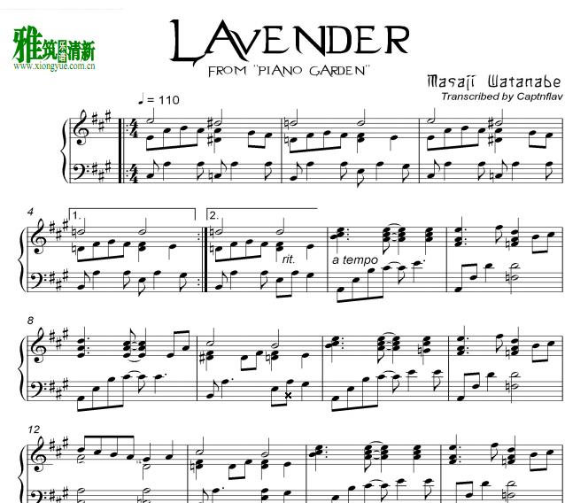 渡边雅二 - Lavender钢琴谱