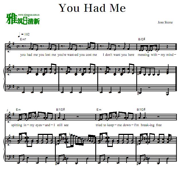 Joss Stone - You Had Me声乐钢琴伴奏谱 正谱