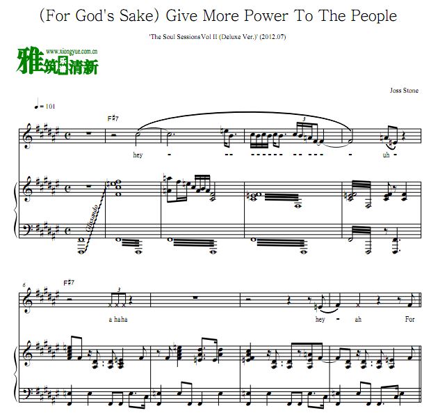 Joss Stone - (For God's Sake) Give More Power To The People钢琴伴奏谱