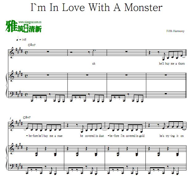 五美组合 I'm In Love With A Monster钢琴伴奏谱 正谱