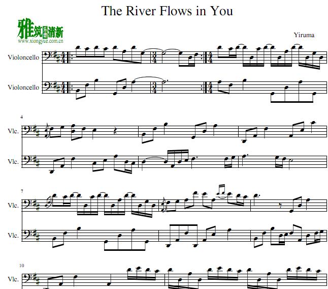 The River Flows in You大提琴二重奏谱