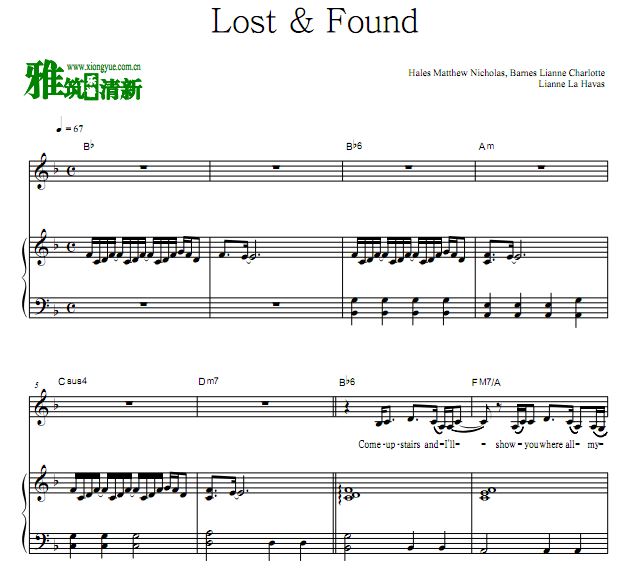 Lianne La Havas - Lost & Found歌谱 正谱 钢琴谱