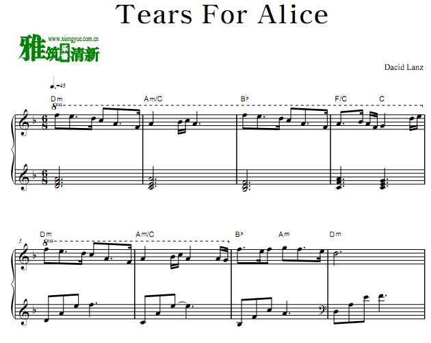 大卫·兰兹 Tears For Alice钢琴谱