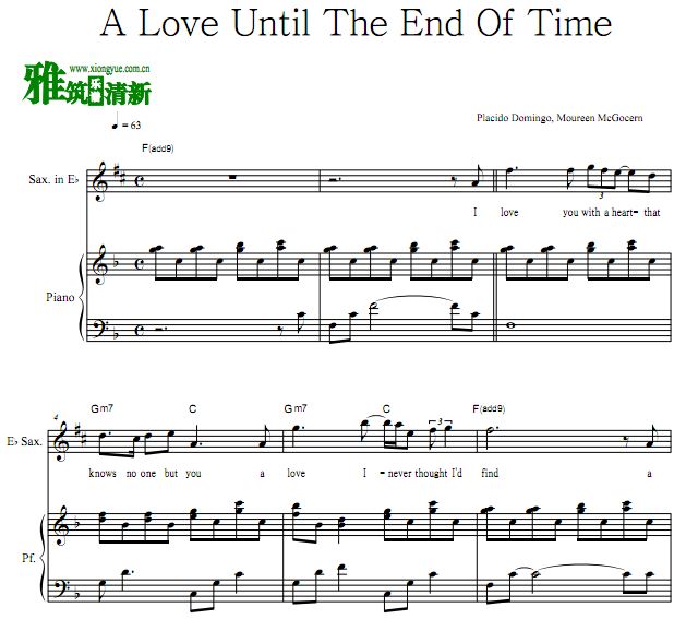 A Love Until The End Of Time萨克斯钢琴合奏谱