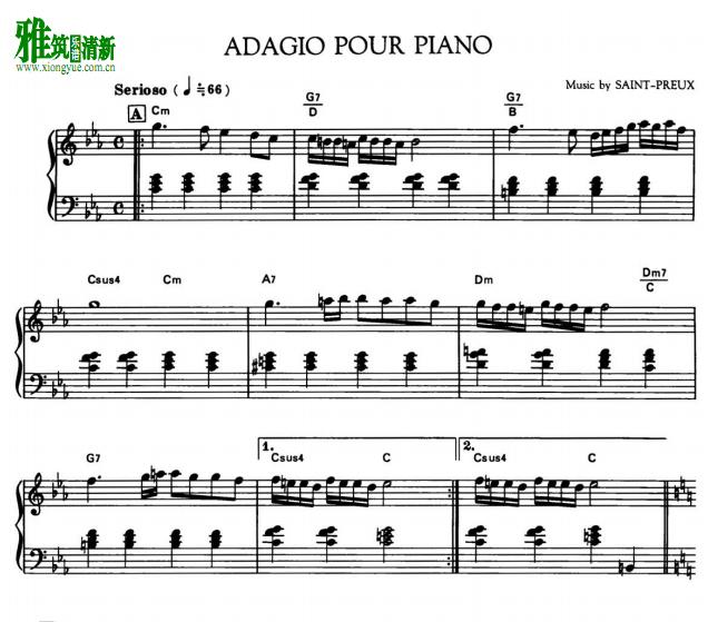 Saint Preux - Adagio pour Piano钢琴谱