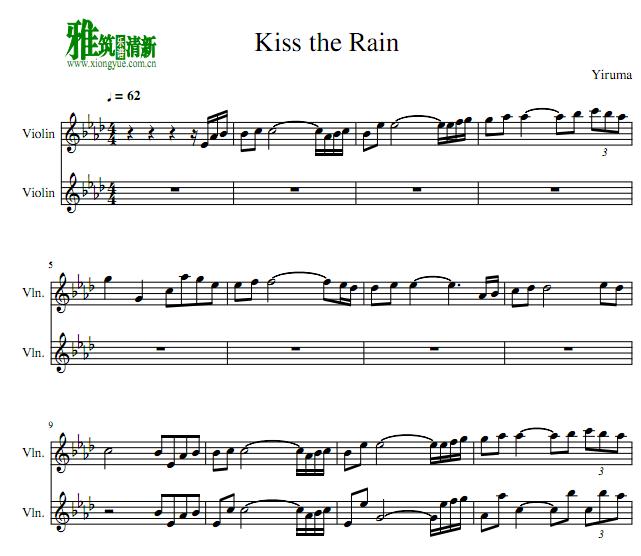 Kiss the Rain小提琴二重奏谱