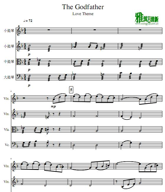The Godfather 教父柔声倾述 弦乐四重奏谱