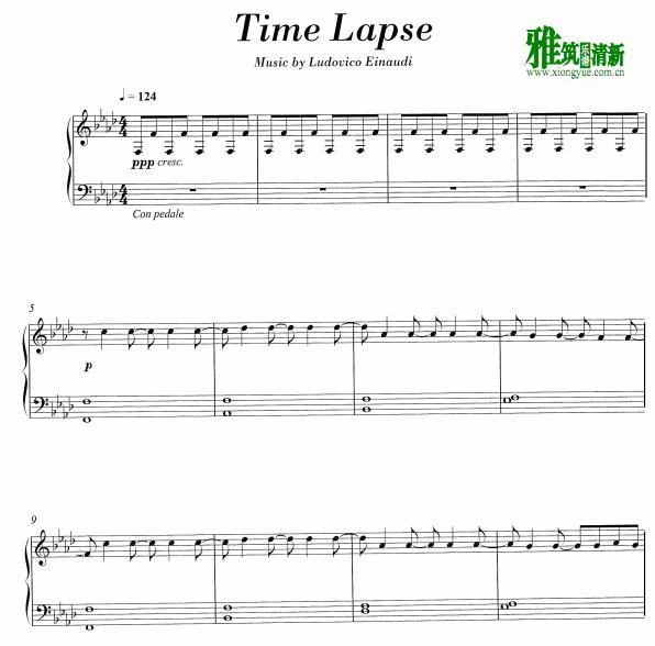 Ludovico Einaudi - Time Lapse钢琴谱