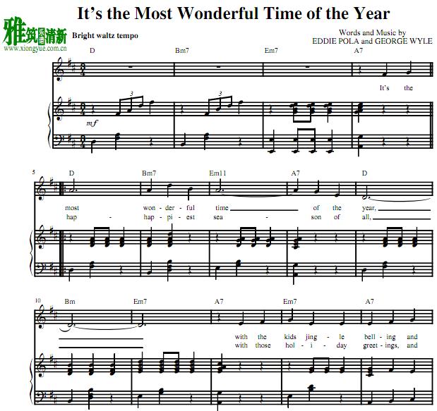 It's the Most Wonderful Time Of the Year钢琴伴奏谱