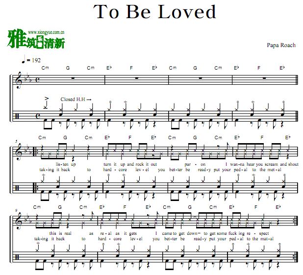 蟑螂老爹 To Be Loved架子鼓谱