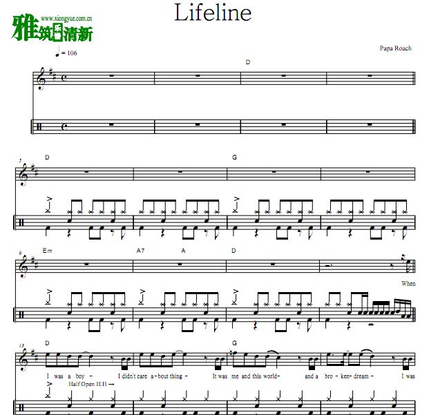 Papa Roach - Lifeline鼓谱