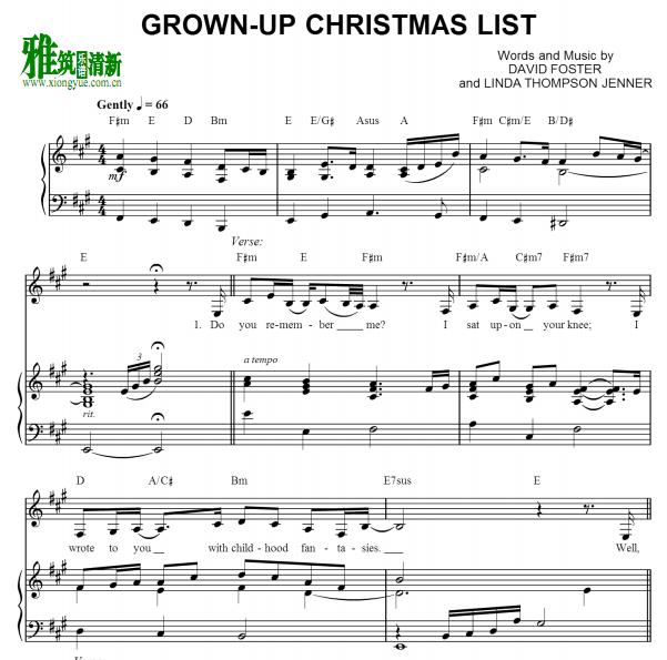AMY GRANT - Grown-Up Christmas List钢琴伴奏谱