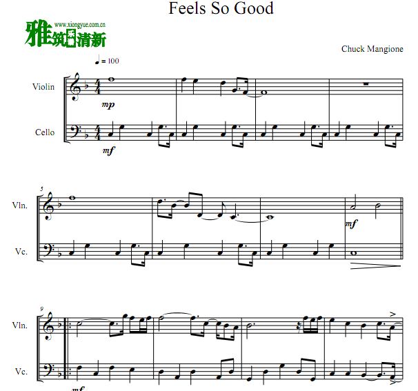 Feels so good小提琴大提琴二重奏谱