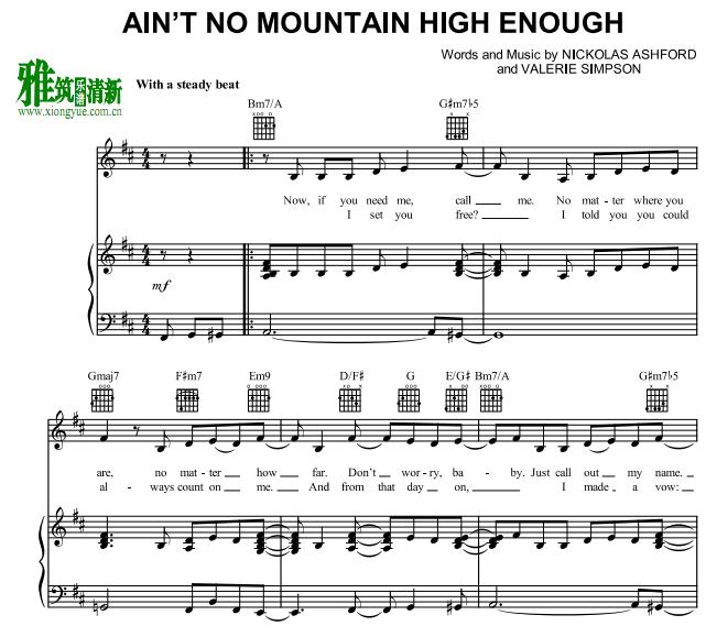 SISTER ACT 2 - Ain't No Mountain High Enough钢琴谱