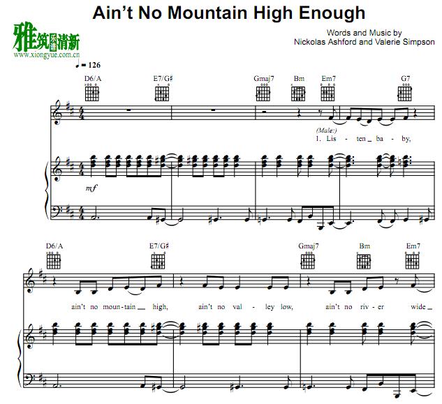 MARVIN GAYE - Ain't No Mountain High Enough钢琴伴奏谱