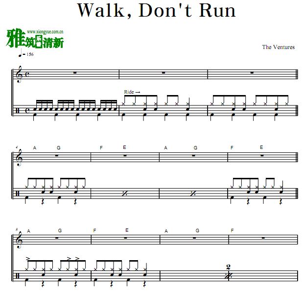 The Ventures - Walk, Don't Run架子鼓谱