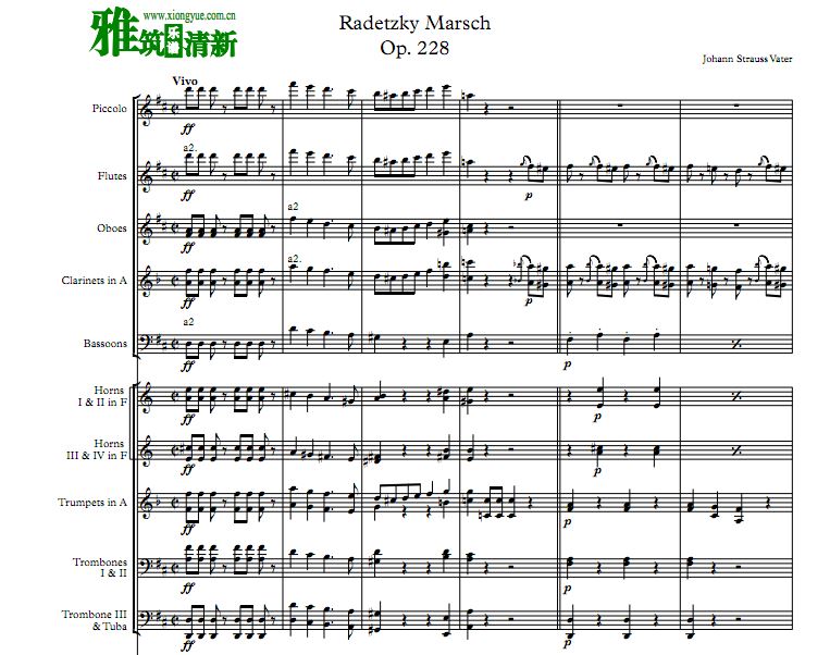 拉德斯基进行曲 Radetzky March 管弦乐合奏总谱