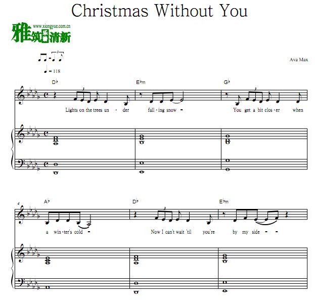 Ava Max - Christmas Without You歌谱 钢琴谱