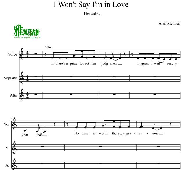 I won't say I'm in love 三声部无伴奏合唱谱 