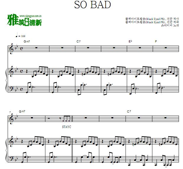 STAYC - SO BAD钢琴谱 歌谱 正谱