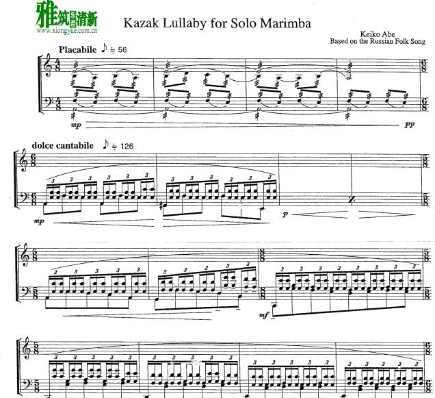 kazak lullaby 马林巴谱