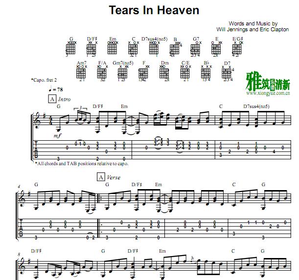  Tears in Heaven [2014]吉他谱