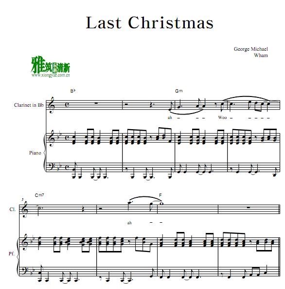 威猛Last Christmas单簧管钢琴伴奏谱