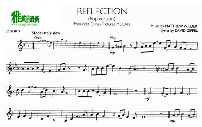 花木兰 Reflection圆号谱