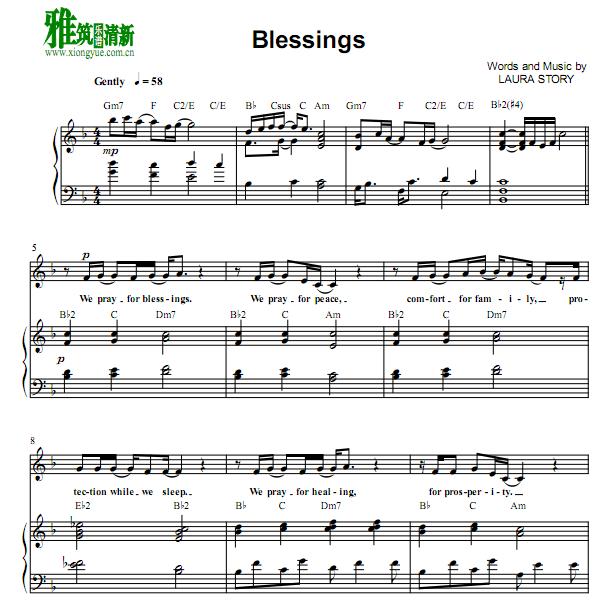 laura story - Blessings F调 钢琴伴奏谱