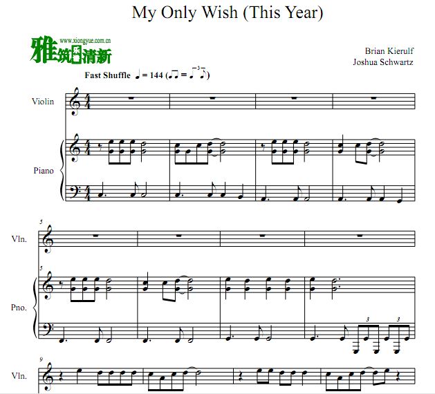 布兰妮 My Only Wish小提琴钢琴伴奏谱