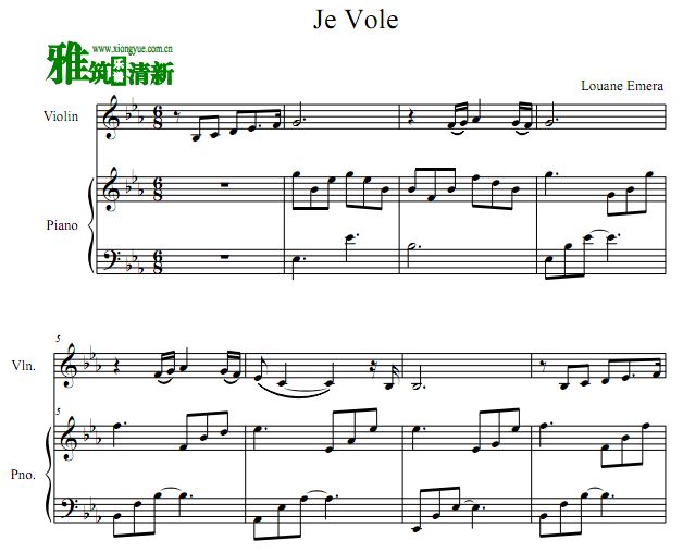 贝利叶一家 Je Vole小提琴钢琴谱