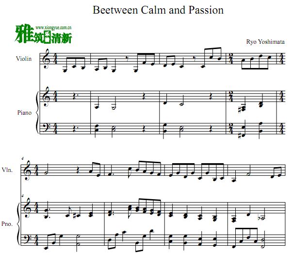 吉俣良  Between calm and passion小提琴钢琴伴奏谱