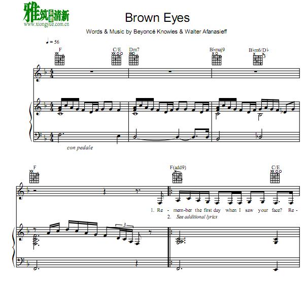 DESTINY'S CHILD - Brown Eyes钢琴伴奏谱