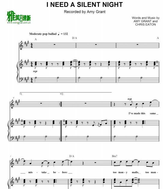 i need a silent night钢琴伴奏谱