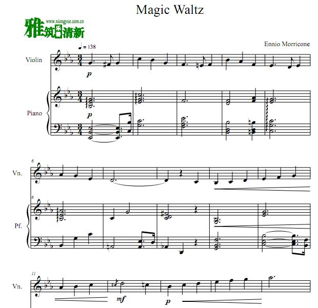 海上钢琴师 Magic Waltz小提琴钢琴伴奏谱