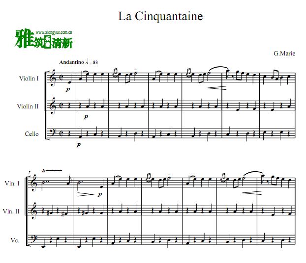 G.Marie - La Cinquantaine金婚式弦乐三重奏谱