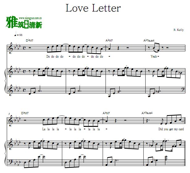 R. Kelly-Love Letter歌谱 钢琴谱