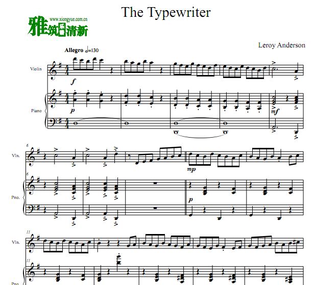 Leroy Anderson 安德森 打字机The Typewriter小提琴钢琴伴奏谱