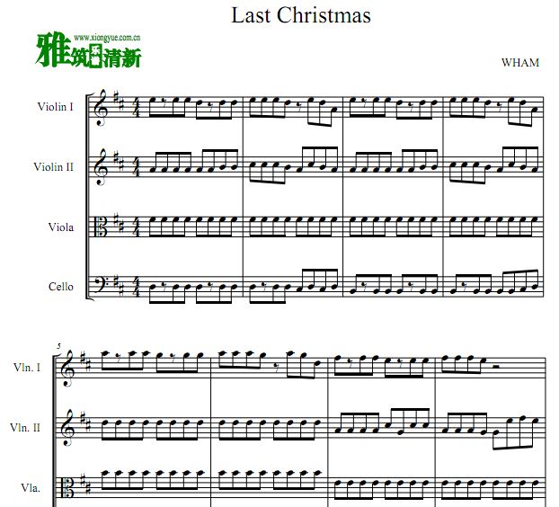 威猛 Last Christmas弦乐四重奏谱
