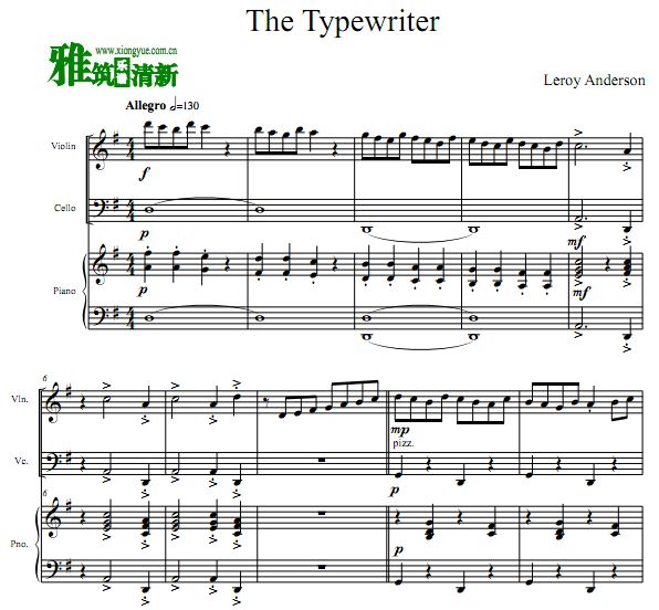 The Typewriter 打字机钢琴三重奏谱