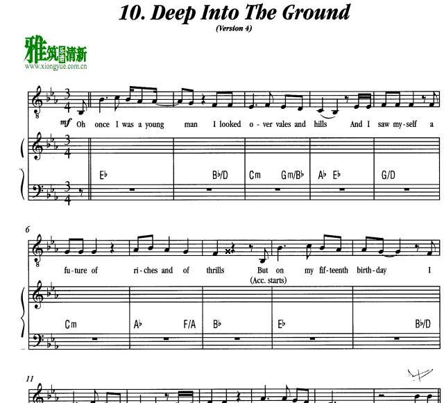 Billy Elliot - Deep Into The Ground歌谱 正谱 钢琴伴奏谱
