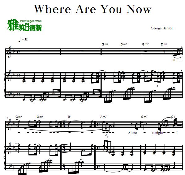 George Benson - where are you nowl 歌谱 钢琴弹唱伴奏谱