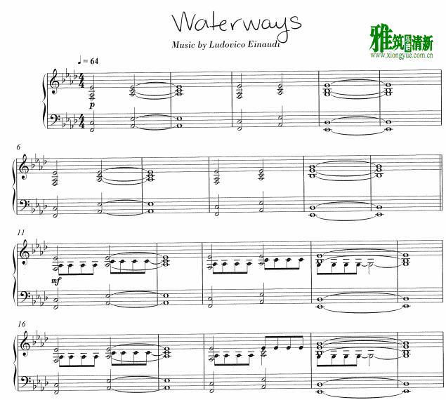 ludovico einaudi - waterways钢琴谱