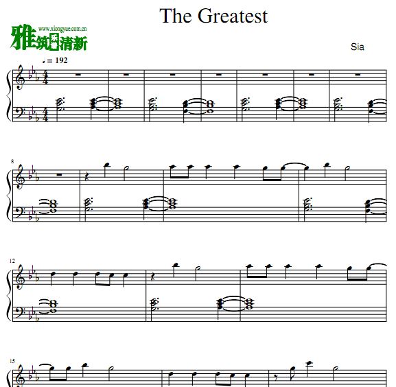 Sia - The Greatest钢琴谱