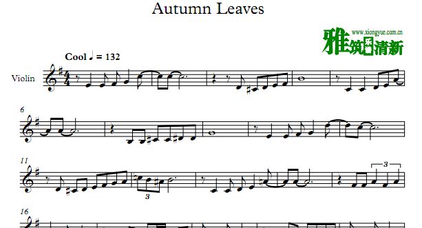 秋叶 Autum Leaves小提琴谱
