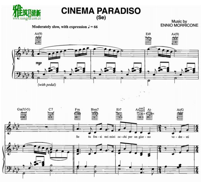 天堂电影院Cinema Paradiso声乐钢琴谱