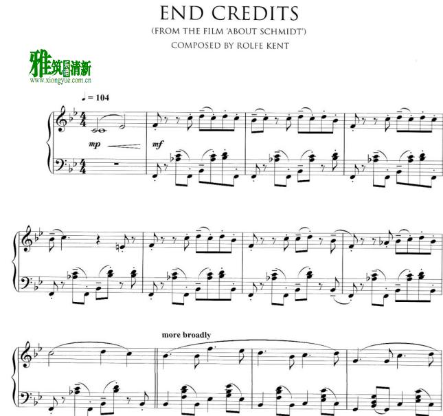 关于施密特 About Schmidt - End Credits钢琴谱